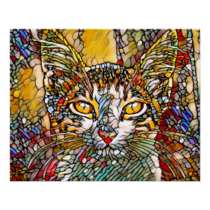 Póster Mosaico Multicolorido Cat 697