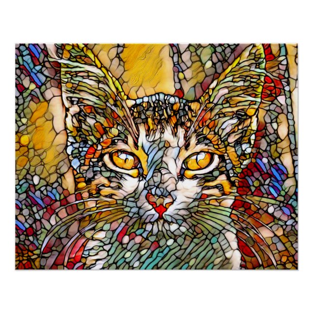 Póster Mosaico Multicolorido Cat 697 (Frente)