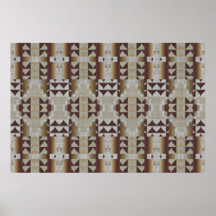 Poster Mosaico tribal étnico de Brown do café Khaki beg