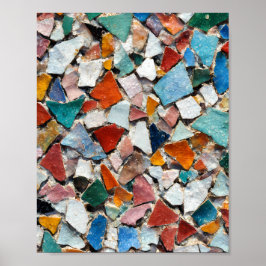 Poster Mosaico Urbano Abstrato: Azulejo de Metrô em Cores