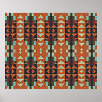 Mosaico Verde Laranja Vermelho Tribal Vermelho Tur