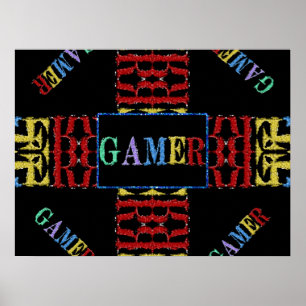 Poster Mosaico video moderno do Gamer