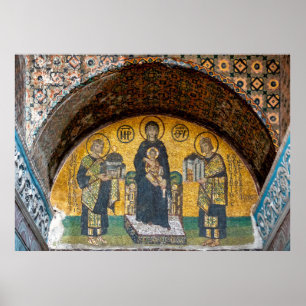 Poster Mosaico Virgem e Cristo