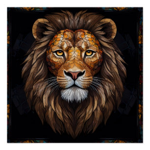 Póster Mosaico Zebra Vibrante