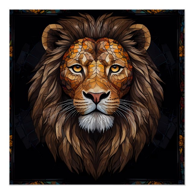 Póster Mosaico Zebra Vibrante (Frente)