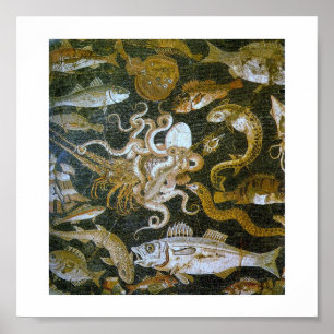 Póster Mosaicos Antigos Vintage (Pompei)