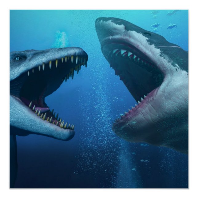Póster Mosassauro versus megalodon (Frente)
