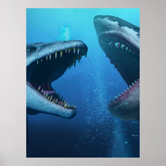 Poster Mosassauro versus megalodon (Frente)