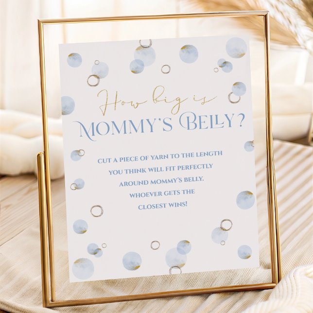 Poster Mosca azul Brunch e Mamãe (Blue Brunch Bubbly and Baby Shower Mommy's Belly Poster)
