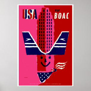 Póster Mosca BOAC do ~ dos EUA