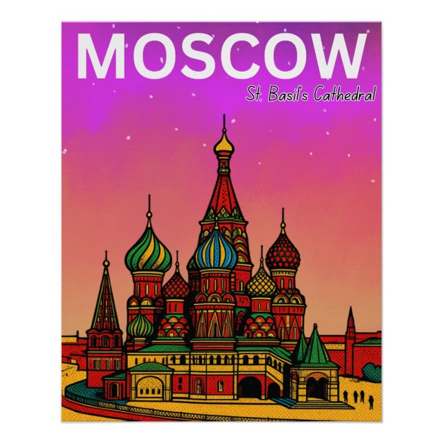 Póster Moscou Rússia Catedral de São Basílio viagem  (Frente)