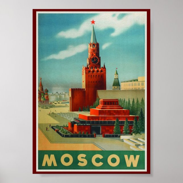 Poster Moscou Rússia Vintage (Frente)