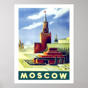 Poster Moscovo, quadrado vermelho, Rússia, vintage,