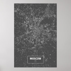 Poster Moscovo, Rússia (branca no preto)