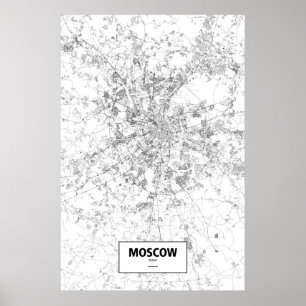 Póster Moscovo, Rússia (preto no branco)
