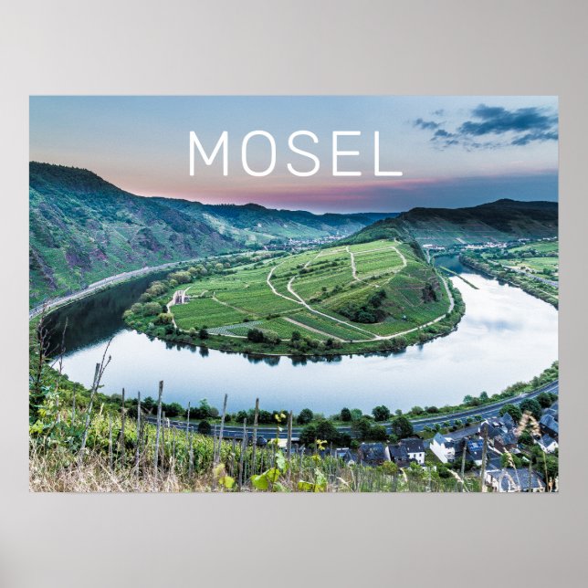 Poster Moselle Calmont Loop Bremm Sunset River Souvenir (Frente)