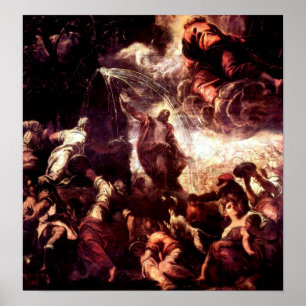 Póster Moses golpeia uma rocha para obter a água