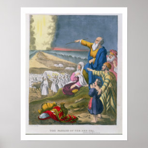Póster Moses que parte o Mar Vermelho, de uma bíblia
