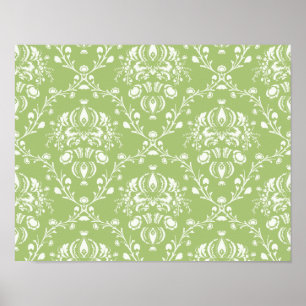 Poster Moss Green Damask