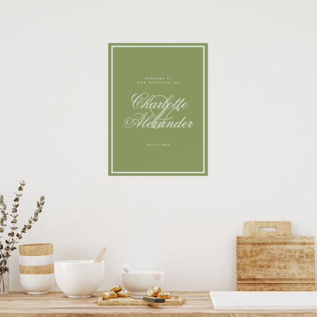Poster Moss Green Estate Wedding Welcome Sign (Cozinha)