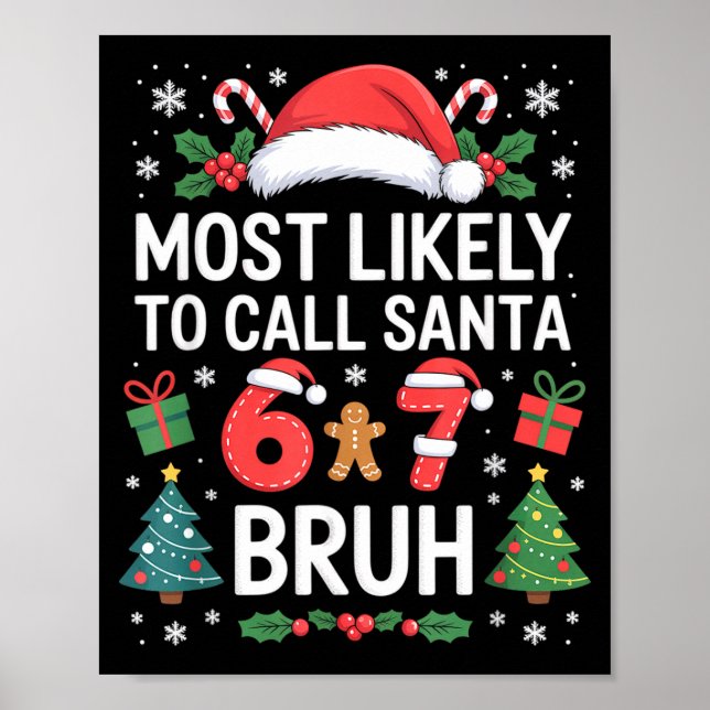 Poster Most Likely To Call Santa 67 Six Seven Bruh Christ (Frente)