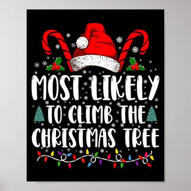 Poster Most Likely To Climb The Xmas Tree Christmas  (Frente)