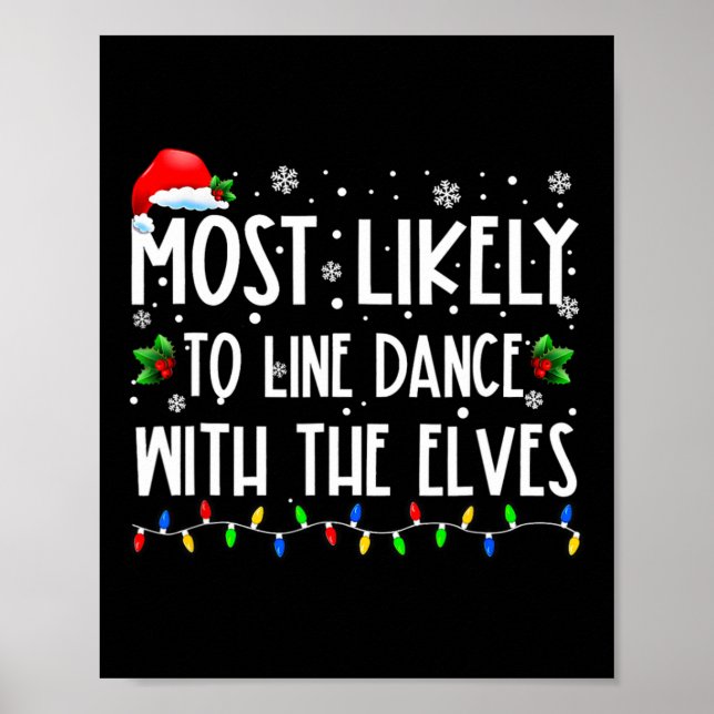 Poster Most Likely To Line Dance With Elves Christmas Dan (Frente)