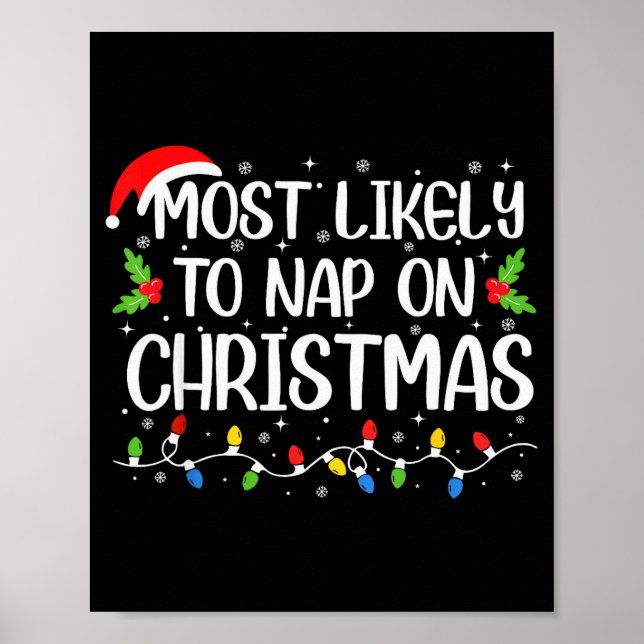 Poster Most Likely To Nap On Christmas Funny Family Match (Frente)