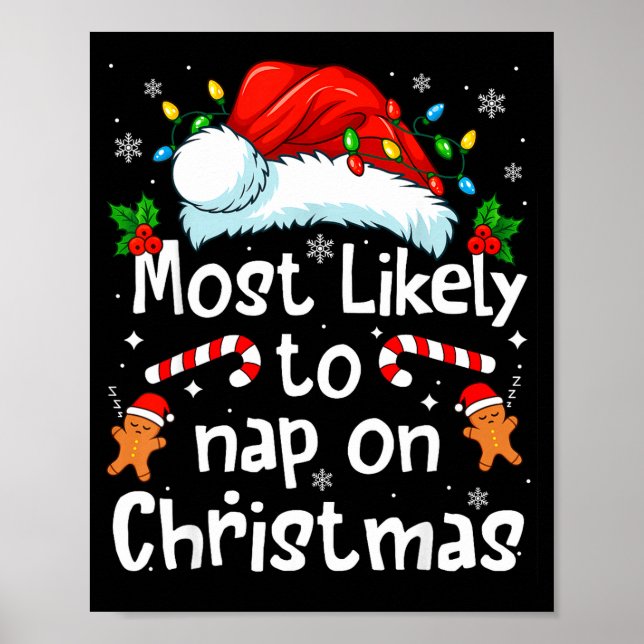 Poster Most Likely To Nap On Christmas Funny Family Match (Frente)