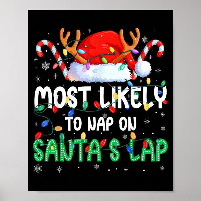 Poster Most Likely To Nap On Santa's Lap Christmas Pajama (Frente)