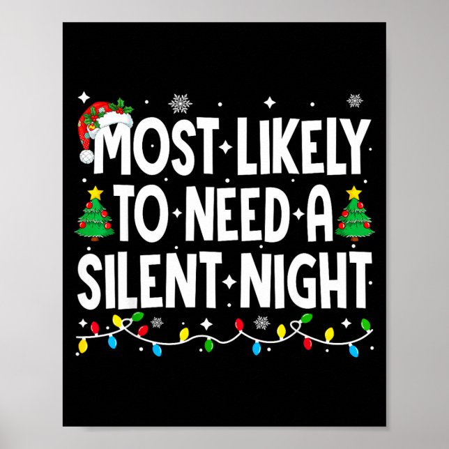 Poster Most Likely To Need A Silent Night Family Matching (Frente)