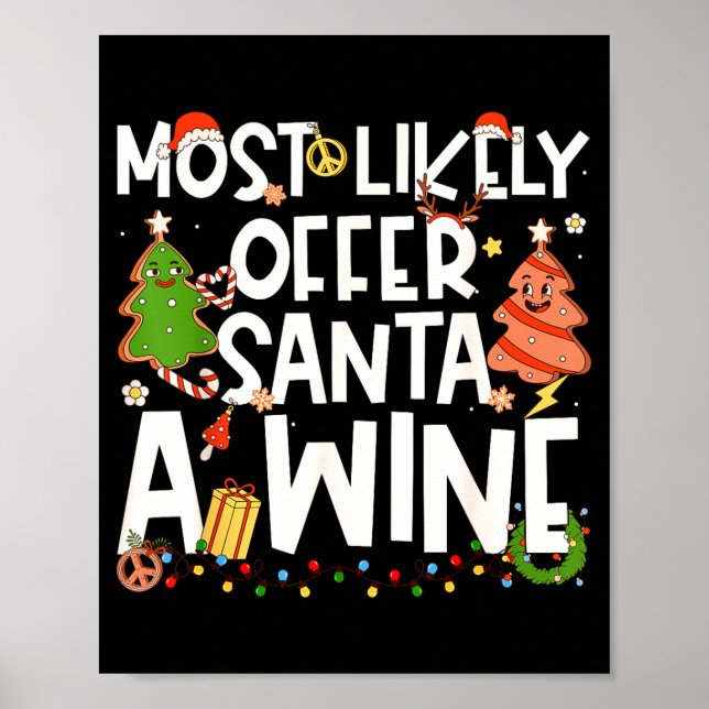 Poster Most Likely To Offer Santa A Wine Family Matching  (Frente)
