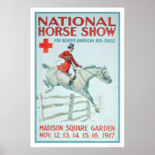 Poster Mostra nacional do cavalo para a cruz vermelha