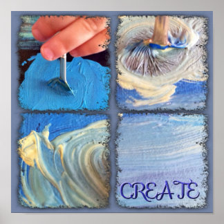 Poster mostrando mãos jovens criando arte.