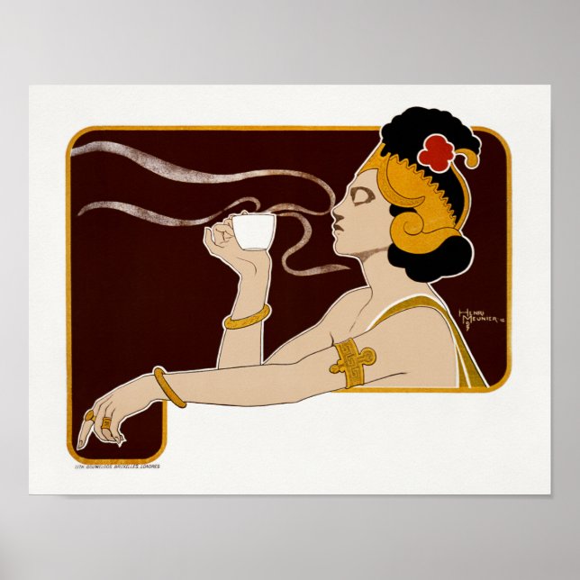 Poster mostrando mulher segurando um copo de café (Frente)