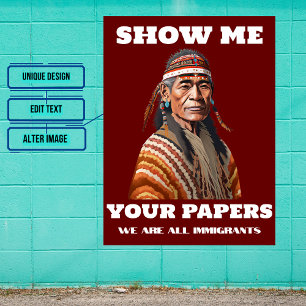 Poster Mostre-me seus documentos sobre a imigração mascul