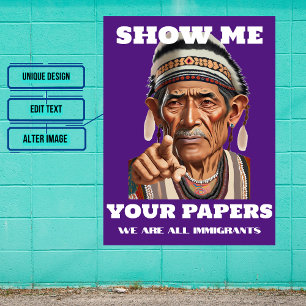 Poster Mostre-me seus documentos sobre a imigração mascul