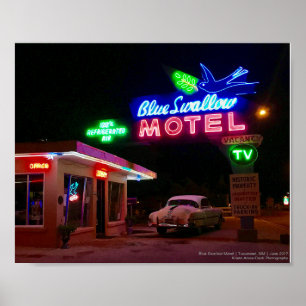 Poster Motel azul   Tucumcari da andorinha do néon   da