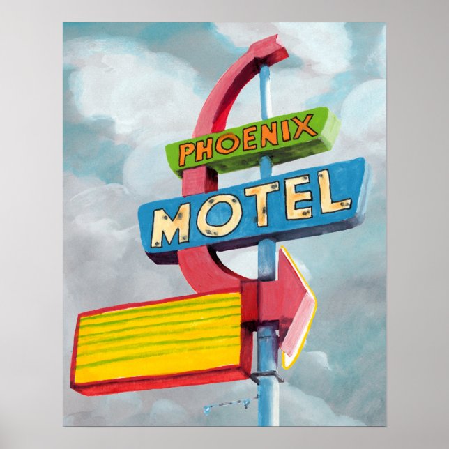 Poster Motel Watercolor Phoenix (Frente)