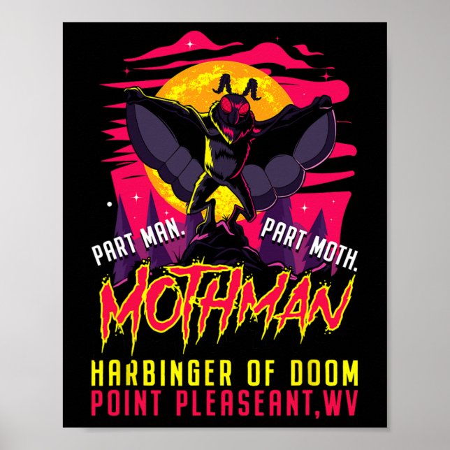 Poster Mothman Fun Cryptid Harbinger Part Man Part Moth (Frente)