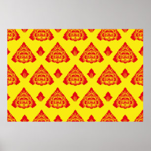 Poster Motif Bali, Indonésia. com cores modernas. Vintag