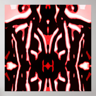 Poster Motif de Arte Moderna Abstrato de Negra Vermelha