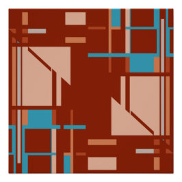 Póster Motif perpendicular cor-de-coral azul perpendicula