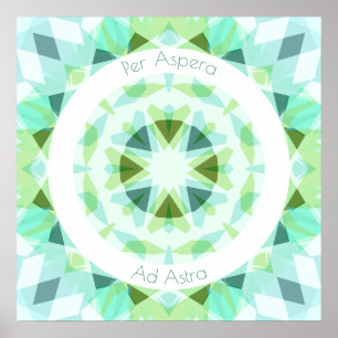 Poster Motivação Azul Verde bonito Por Aspera Ad Astra
