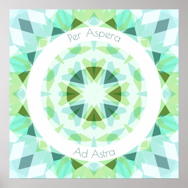 Poster Motivação Azul Verde bonito Por Aspera Ad Astra (Frente)