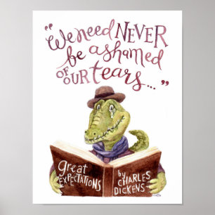 Poster Motivação Charles Dickens Cita Watercolor Croc