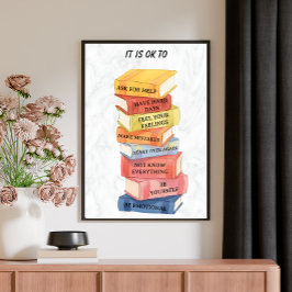 Poster Motivação Cotações Watercolor Livros Personalizado
