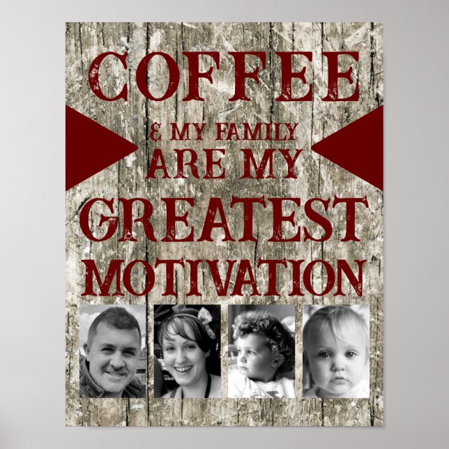 Poster Motivação da família de café 4 cinza da lama (Frente)