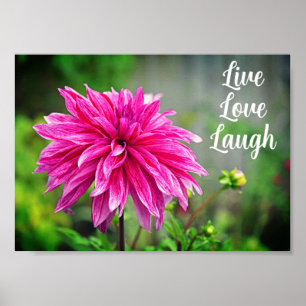 Poster Motivação da Flor Elegante Rosa Dahlia Garden