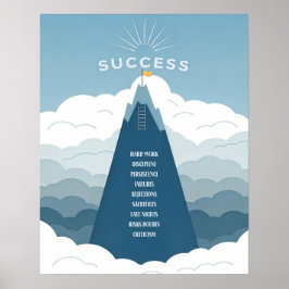 Poster Motivação da Montanha de Sucesso Minimalista